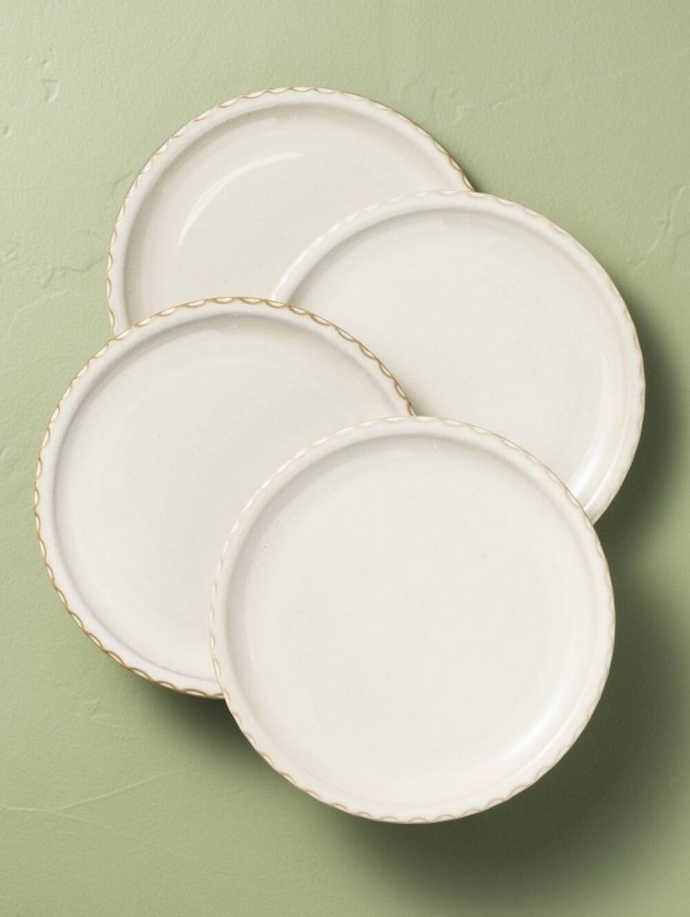 Hearth&Hand 8.5" SET OF 4 Pinched Edge Salad Plates Sour Cream